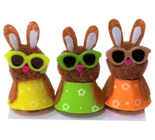 Сувенир Зайцы в очках 3шт EJ25002